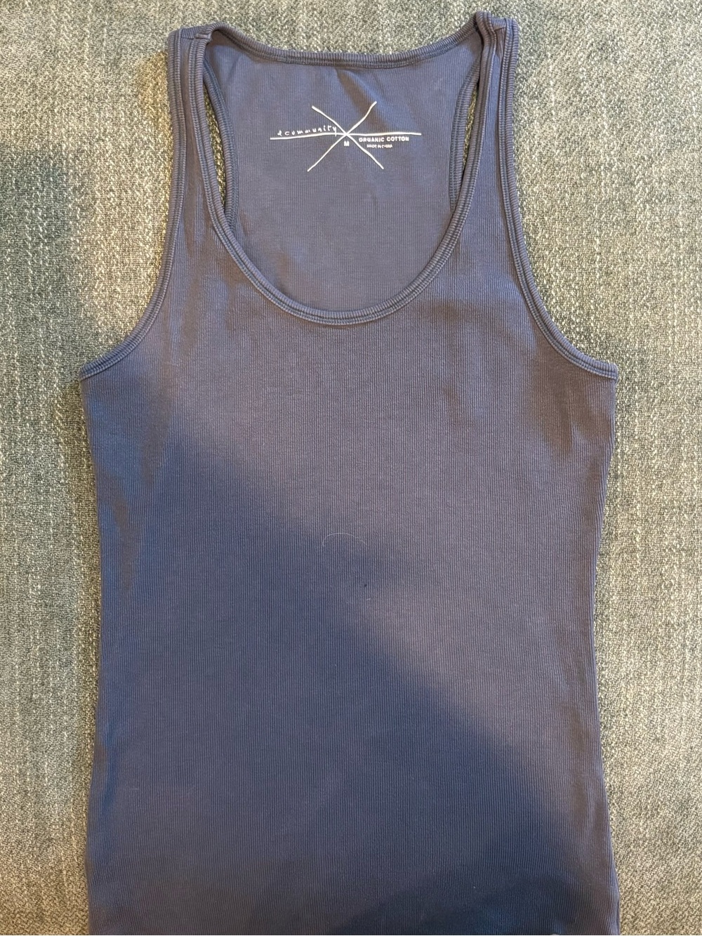 Organic Cotton Gray Ribbed Tank Top with Small Logo